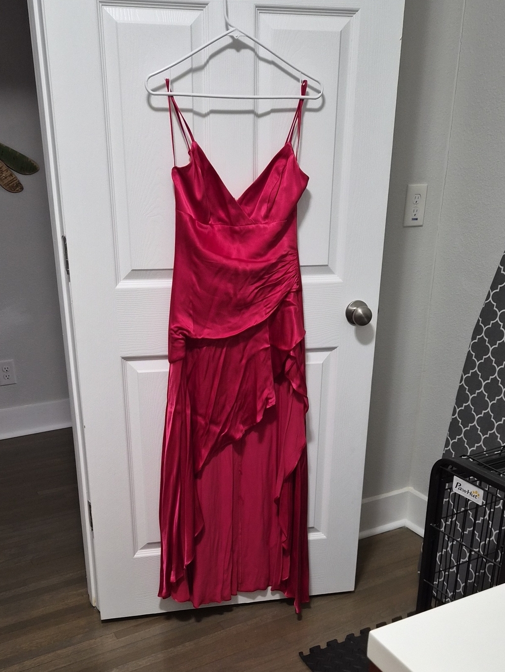 Bardot Red One-Shoulder Satin Dress